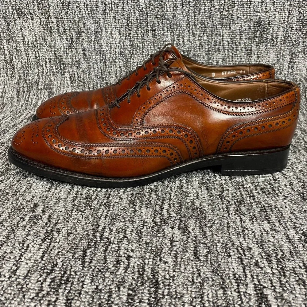 Allen Edmonds McAllister Wingtip Oxford Mens 9 D Brown Leather Brogue Shoes USA